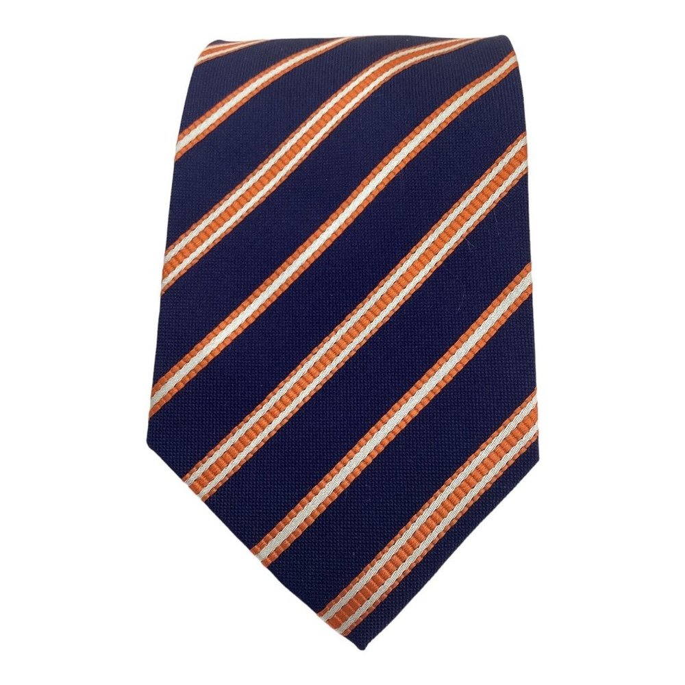 GUTTERIDGE Blue Striped Silk Tie Made In Italy 60"- 3.5" EX COND